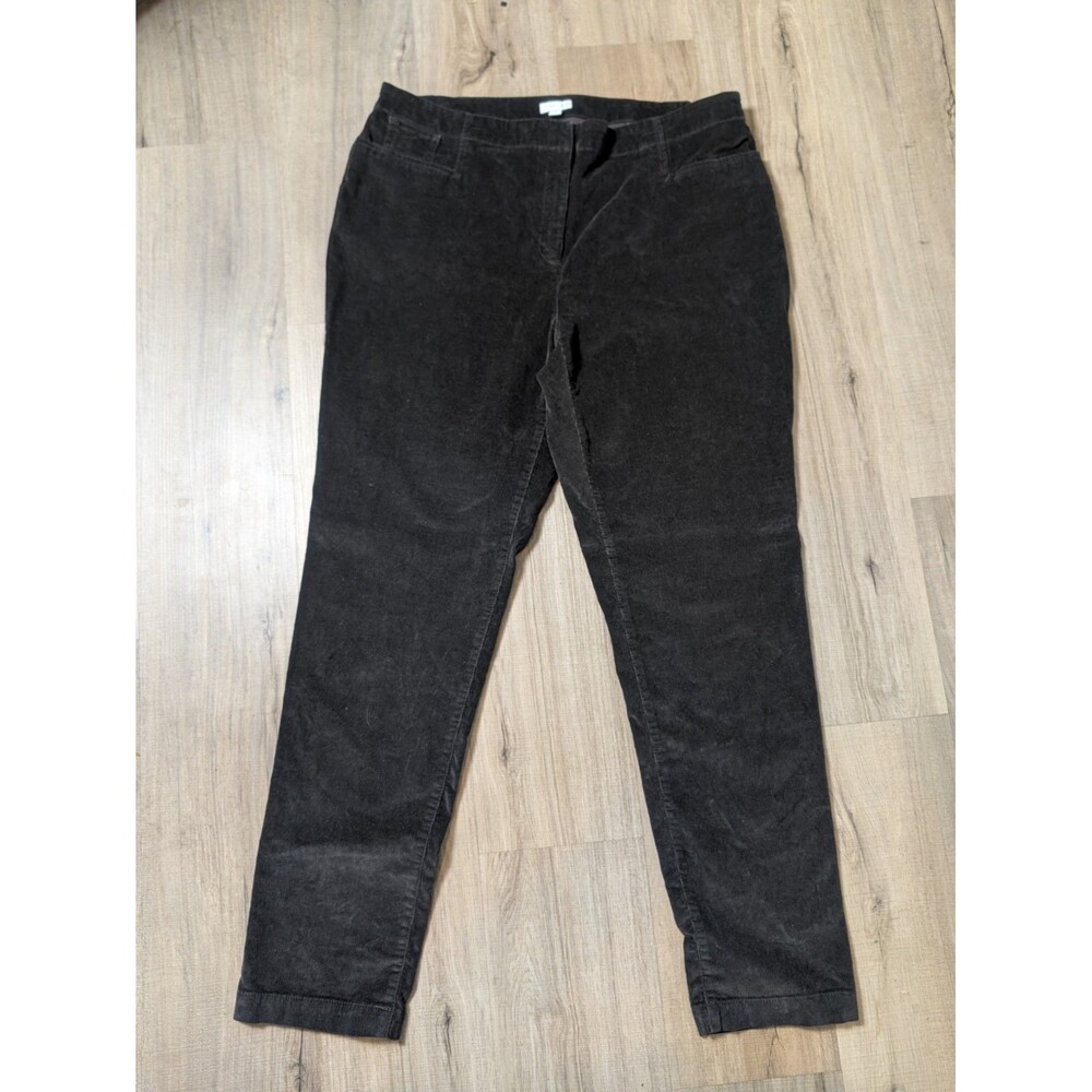 J Jill Corduroy Size 16 Pants Dark Brown Espresso Straight Leg Stretch Comfort